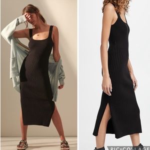 NWT Wayf Gillian Midi Sweater Dress Anthropologie Black Womens Small Stretch